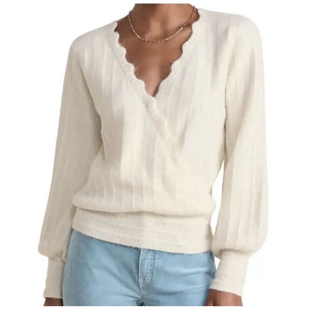 NWT $188 MSRP Vineyard Vines Women's Wrap Sweater Alpaca Wool Blend Ivory Size L